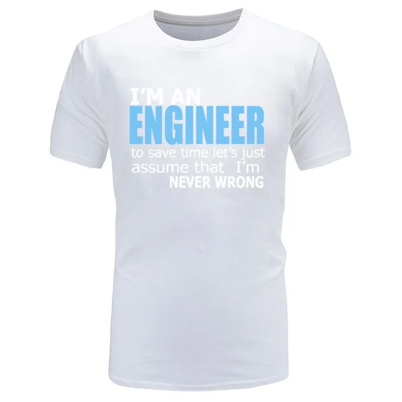 Engineer Saying Men&#39;s Prevalent Tops Shirt Word Letter Headline Crew Neck Cotton Top T-shirt Standard Short Sleeve T-Shirt Black