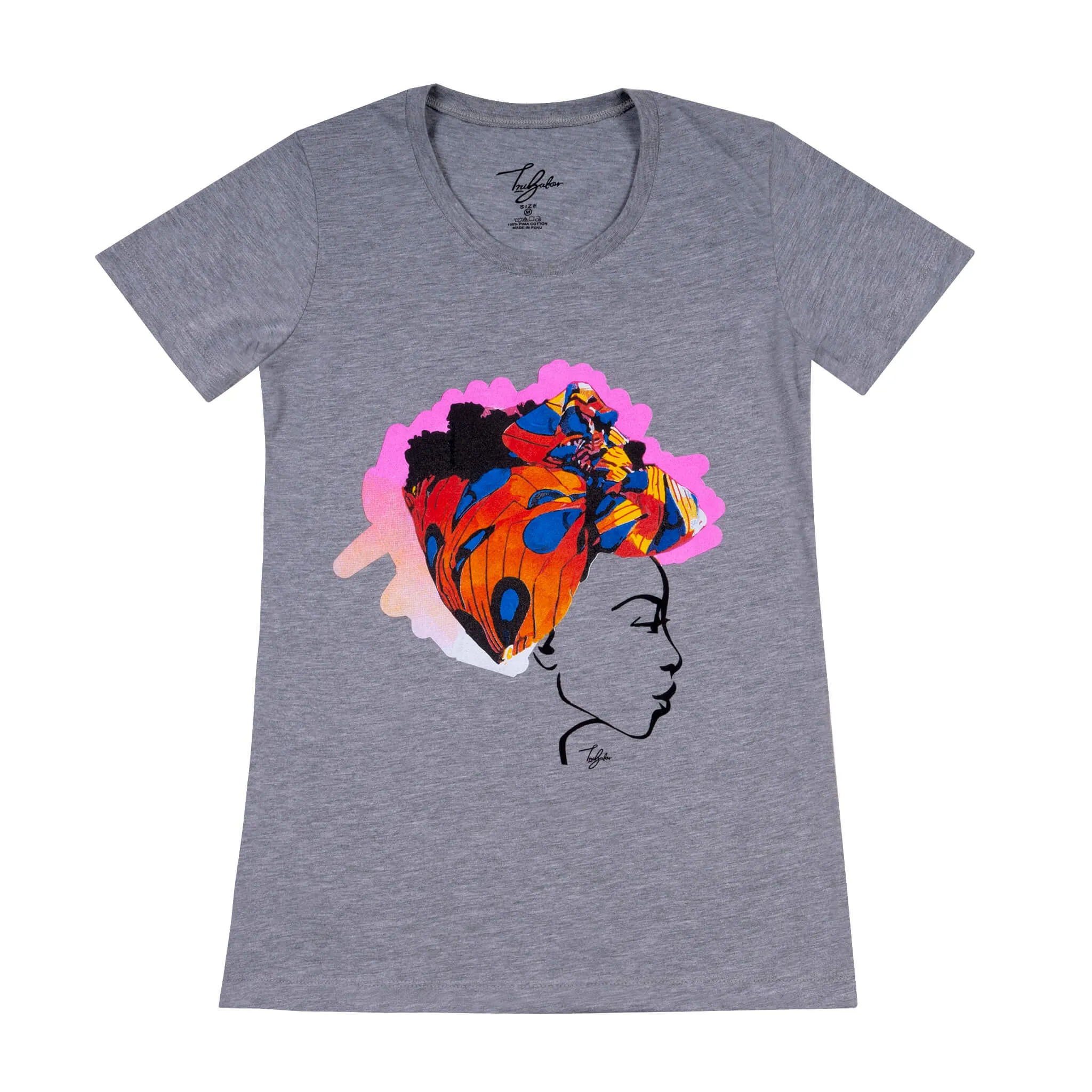 MISS AFRICA WITH COURTSHIP DANCE HEAD WRAP (LADIES SHORT SLEEVE T-SHIRT)