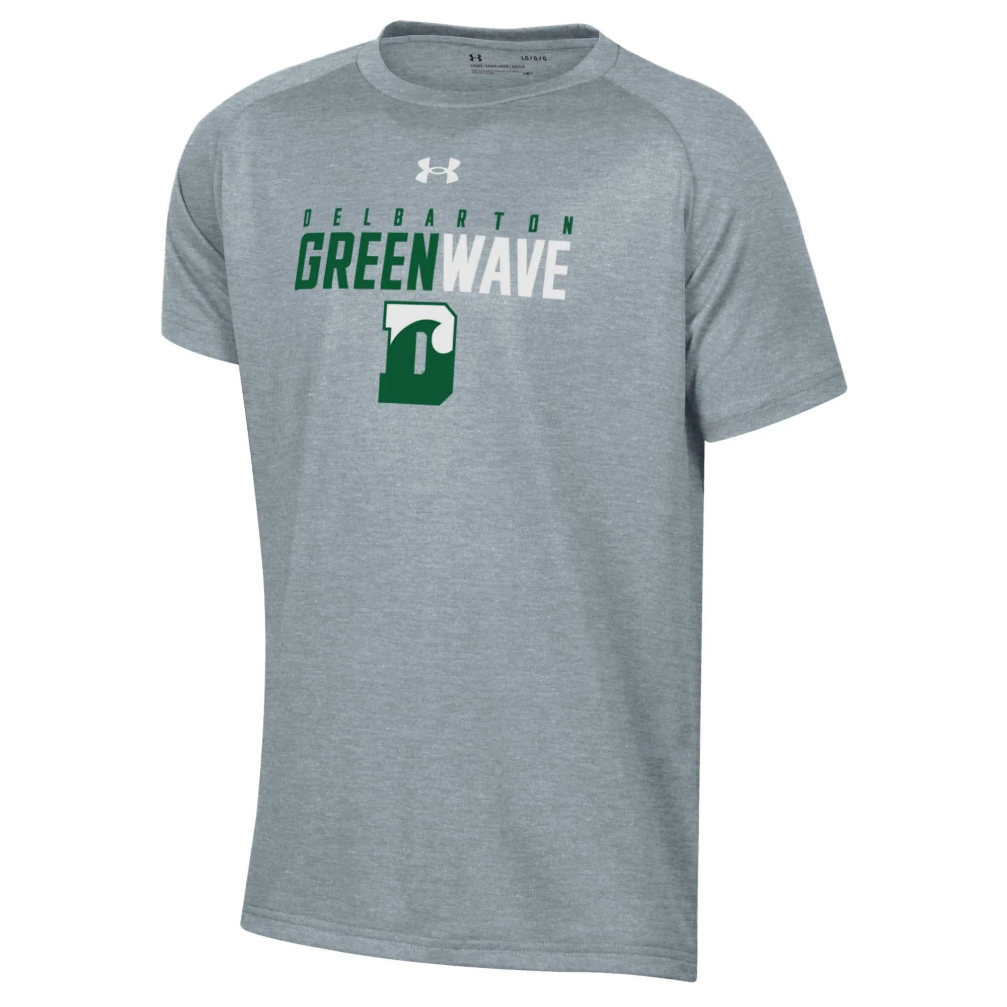 UA YOUTH Tech S/S Tee Center Chest Delbarton Green Wave DWave - Gray